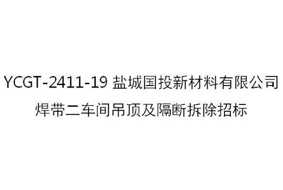 YCGT-2411-19鹽城國(guó)投新材料有限公司焊帶二車(chē)間吊頂及隔斷拆除招標(biāo)